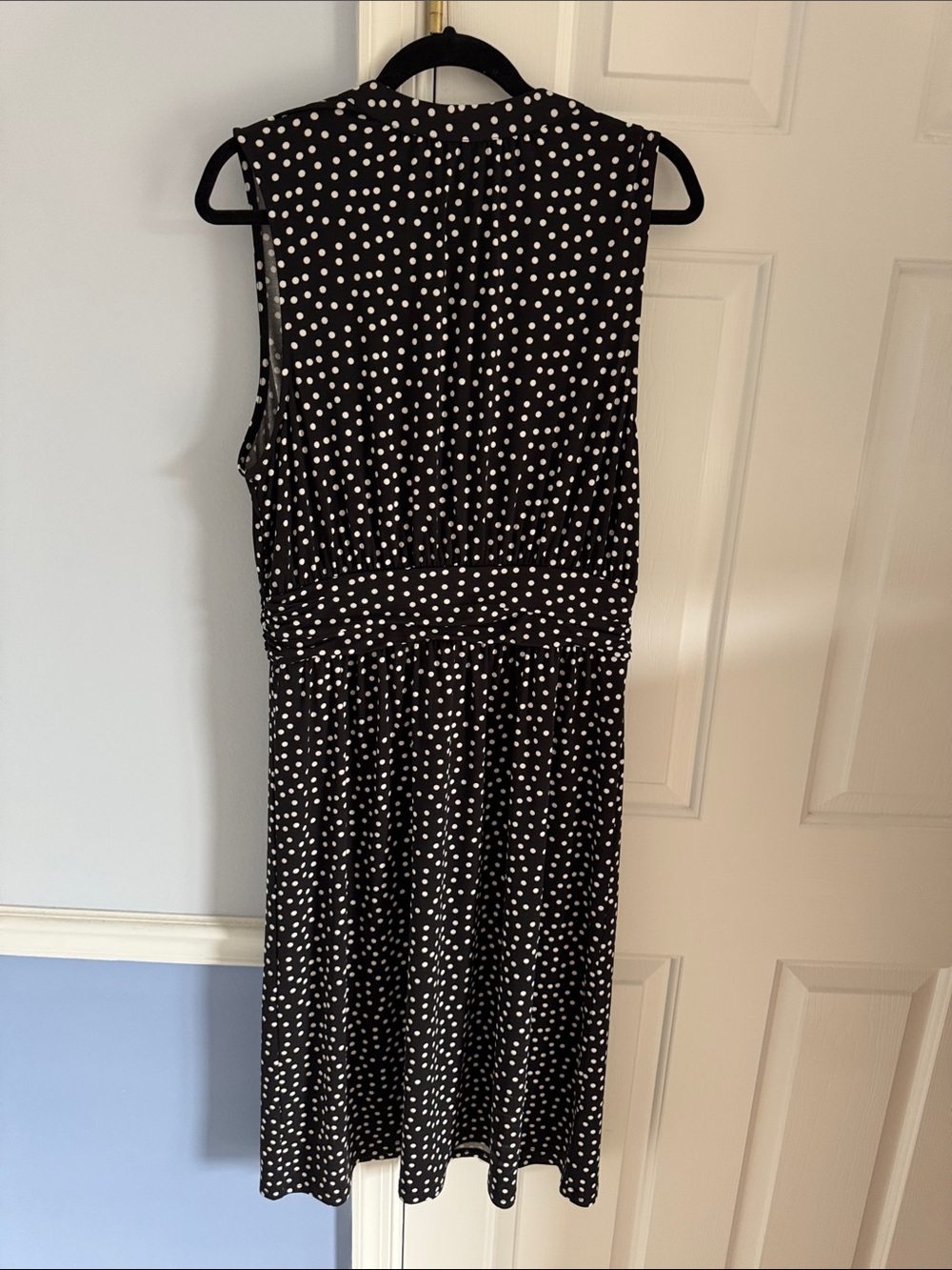 NWT Leota Black White Polka Dot Keyhole Neck Midi Dress XL
